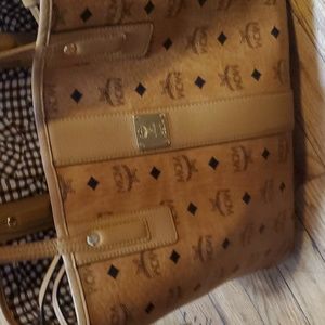 MCM LEATHER DESIGNER HANDBAG AND MINI PURSE